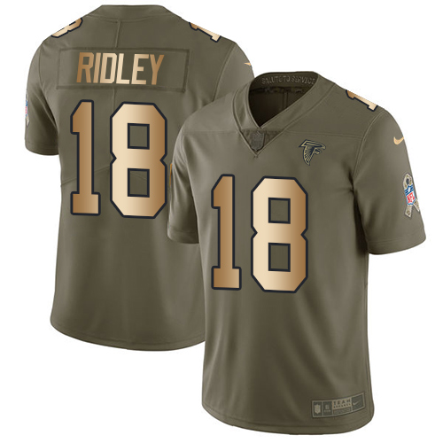 Nike Falcons #18 Calvin Ridley Olive/Gold Men's Stitched NFL Limited Salute To Service Jersey